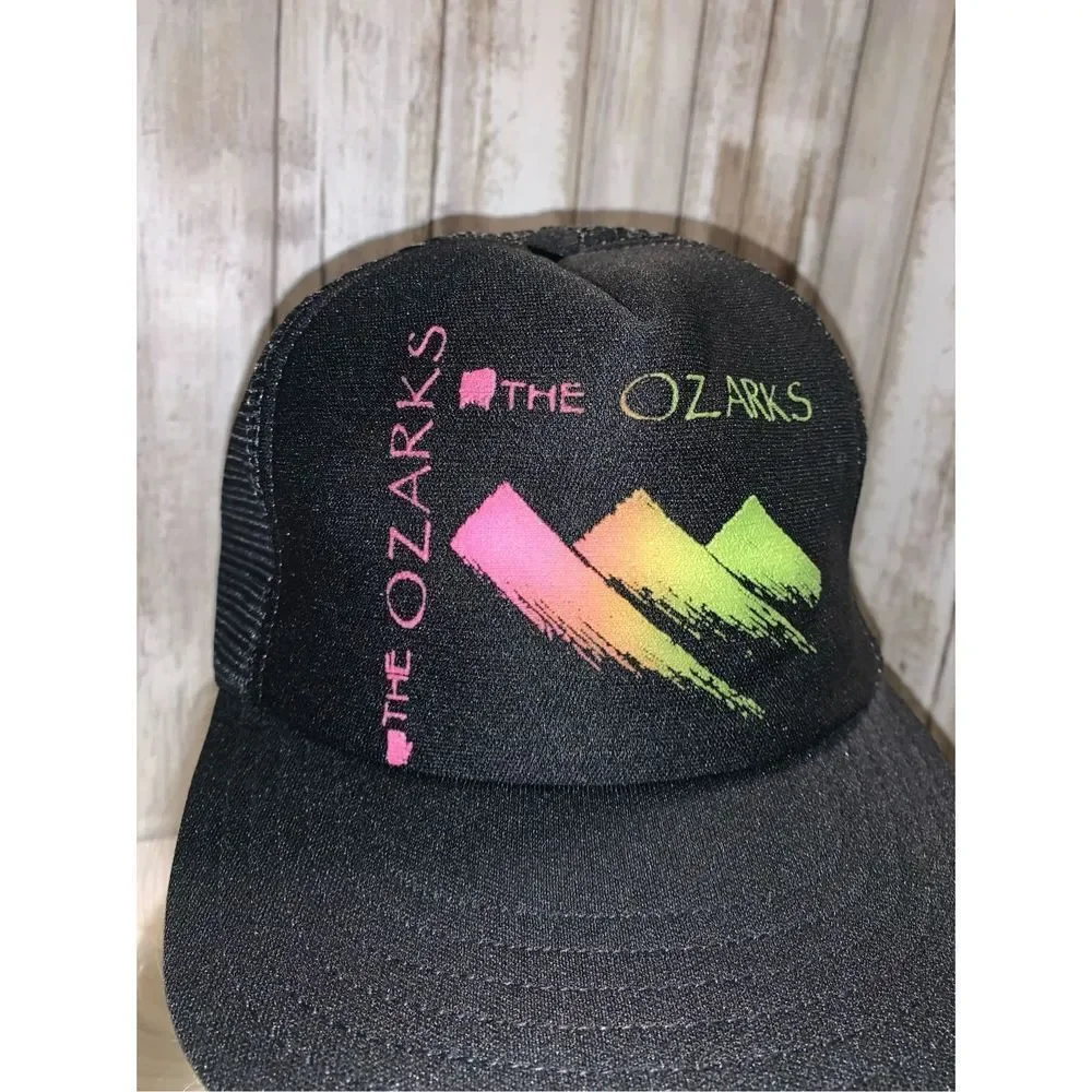 ‎Vintage OZARKS Black Neon Graphic Trucker Hat